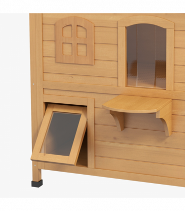 Wooden Cat House Cat Cave Pet Shelter Condos Outdoor Natural Wood Finish