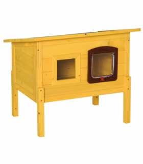 Wooden Cat House Pet Home Outdoor Waterproof Door Roof Shelter Garden Pawhut