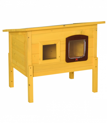 Wooden Cat House Pet Home Outdoor Waterproof Door Roof Shelter Garden Pawhut