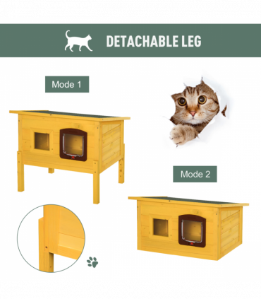 Wooden Cat House Pet Home Outdoor Waterproof Door Roof Shelter Garden Pawhut