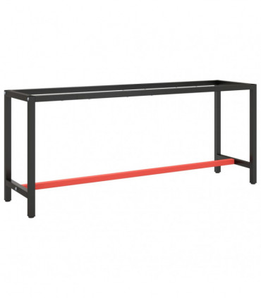 Work Bench Frame Matte Black and Matte Red 190x50x79 cm Metal