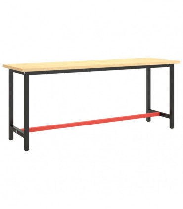Work Bench Frame Matte Black and Matte Red 190x50x79 cm Metal