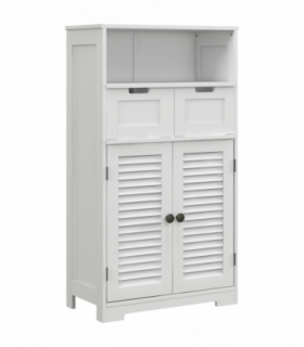 kleankin Bathroom Storage Cabinet, Small Bathroom Cabinet with Louvred Doors
