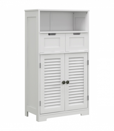 kleankin Bathroom Storage Cabinet, Small Bathroom Cabinet with Louvred Doors