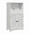 kleankin Bathroom Storage Cabinet, Small Bathroom Cabinet with Louvred Doors