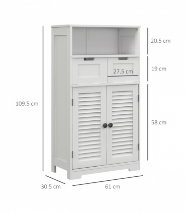 kleankin Bathroom Storage Cabinet, Small Bathroom Cabinet with Louvred Doors