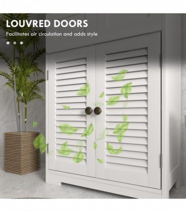 kleankin Bathroom Storage Cabinet, Small Bathroom Cabinet with Louvred Doors