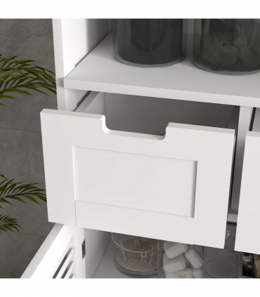 kleankin Bathroom Storage Cabinet, Small Bathroom Cabinet with Louvred Doors