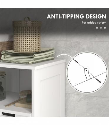 kleankin Bathroom Storage Cabinet, Small Bathroom Cabinet with Louvred Doors