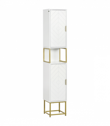 kleankin Freestanding Bathroom Cabinet Linen Towel w/ Adjustable Shelf, 2 Doors