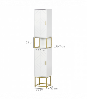 kleankin Freestanding Bathroom Cabinet Linen Towel w/ Adjustable Shelf, 2 Doors