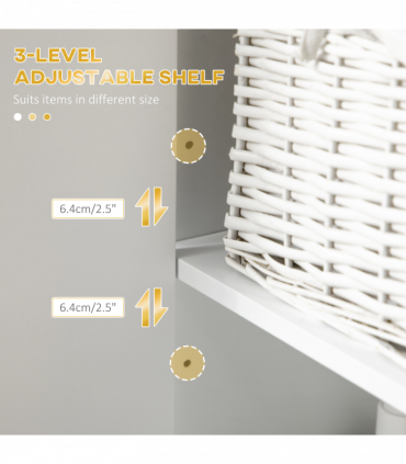 kleankin Freestanding Bathroom Cabinet Linen Towel w/ Adjustable Shelf, 2 Doors