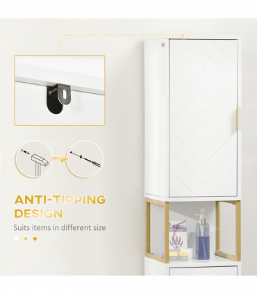 kleankin Freestanding Bathroom Cabinet Linen Towel w/ Adjustable Shelf, 2 Doors