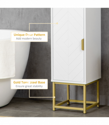 kleankin Freestanding Bathroom Cabinet Linen Towel w/ Adjustable Shelf, 2 Doors