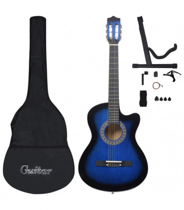 vidaXL 12 Piece Western Classical Guitar Set with 6 Strings Blue 38
