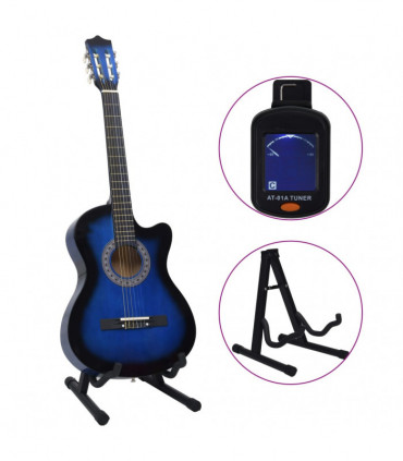 vidaXL 12 Piece Western Classical Guitar Set with 6 Strings Blue 38