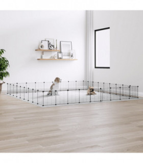 vidaXL 36-Panel Pet Cage with Door Black 35x35 cm Steel