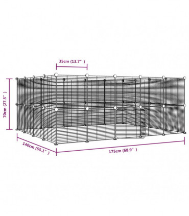 vidaXL 36-Panel Pet Cage with Door Black 35x35 cm Steel