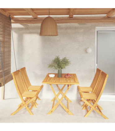 vidaXL 5 Piece Garden Dining Set Solid Teak Wood