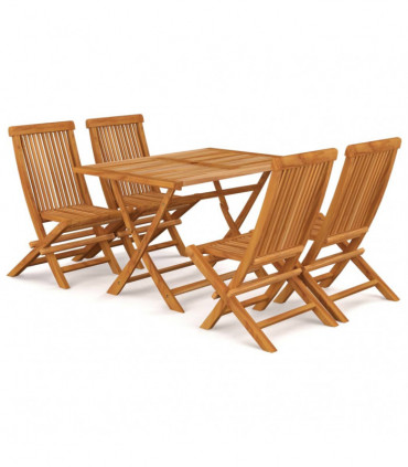 vidaXL 5 Piece Garden Dining Set Solid Teak Wood
