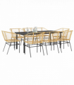 vidaXL 9 Piece Garden Dining Set Brown Poly Rattan Glass