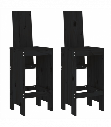vidaXL Bar Stools 2 pcs Black 40x42x120 cm Solid Wood Pine