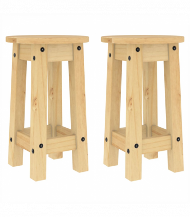 vidaXL Bar Stools 2 pcs Solid Wood Pine