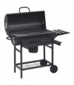 vidaXL Barrel Grill with Wheels and Shelves Black Steel 115x85x95 cm