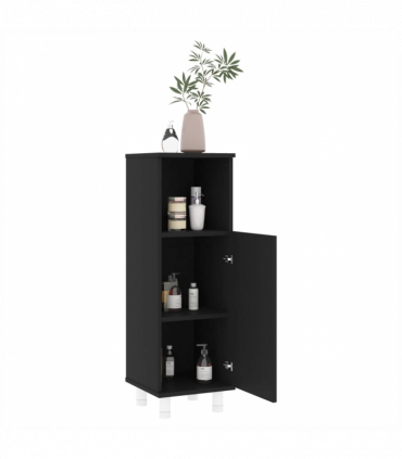 vidaXL Bathroom Cabinet Black 30x30x95 cm Engineered Wood