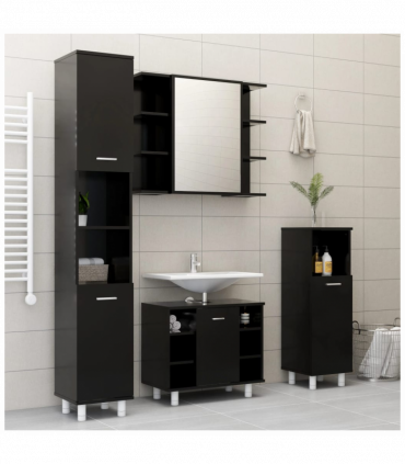 vidaXL Bathroom Cabinet Black 30x30x95 cm Engineered Wood