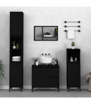 vidaXL Bathroom Cabinet Black 65x33x60 cm Engineered Wood