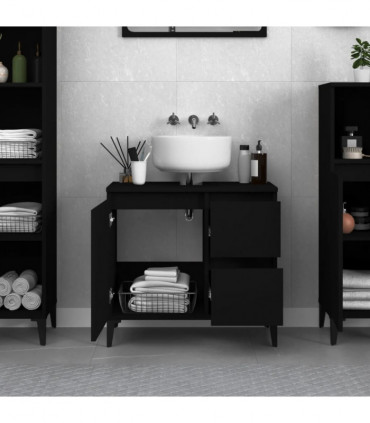 vidaXL Bathroom Cabinet Black 65x33x60 cm Engineered Wood