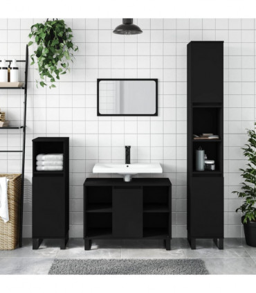vidaXL Bathroom Cabinet Black 80x33x60 cm Engineered Wood