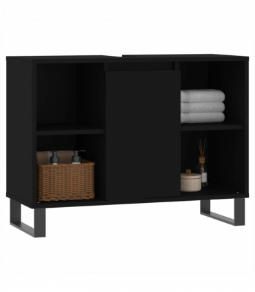 vidaXL Bathroom Cabinet Black 80x33x60 cm Engineered Wood