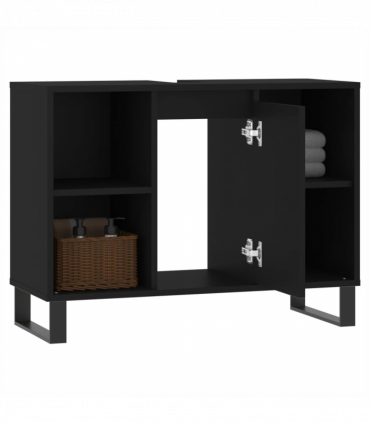 vidaXL Bathroom Cabinet Black 80x33x60 cm Engineered Wood