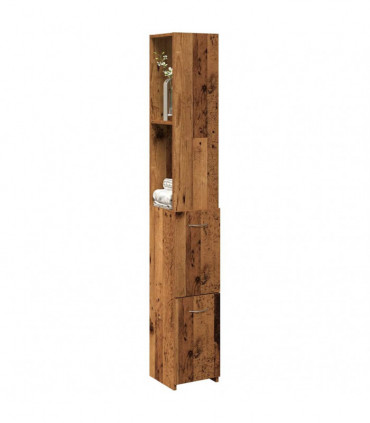 vidaXL Bathroom Cabinet Old Wood 25x25x170 cm Engineered Wood