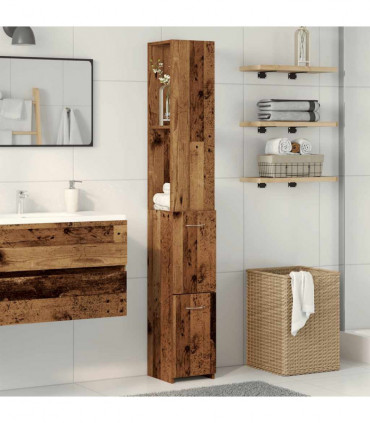 vidaXL Bathroom Cabinet Old Wood 25x25x170 cm Engineered Wood