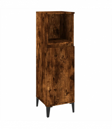 vidaXL Bathroom Cabinet Smoked Oak 30x30x100 cm Engineered Wood
