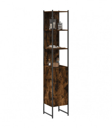 vidaXL Bathroom Cabinet Smoked Oak 33x33x185.5 cm Engineered Wood