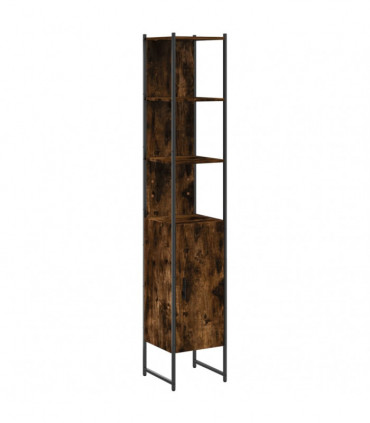 vidaXL Bathroom Cabinet Smoked Oak 33x33x185.5 cm Engineered Wood