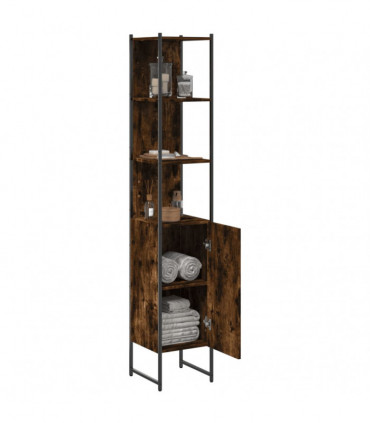 vidaXL Bathroom Cabinet Smoked Oak 33x33x185.5 cm Engineered Wood