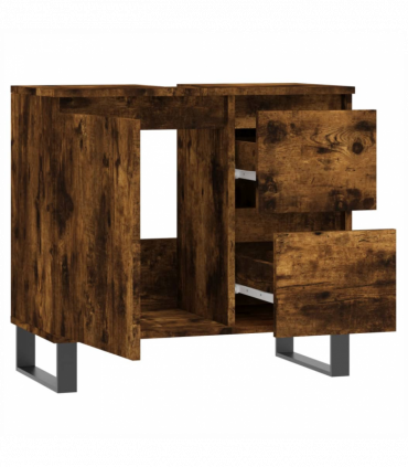 vidaXL Bathroom Cabinet Smoked Oak 65x33x60 cm Engineered Wood