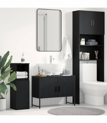 vidaXL Bathroom Sink Cabinet Black oak 80 x 30 x 60 cm Engineered Wood
