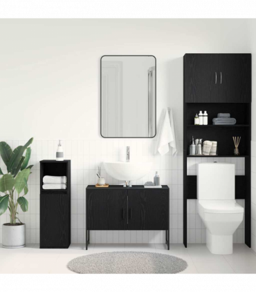 vidaXL Bathroom Sink Cabinet Black oak 80 x 30 x 60 cm Engineered Wood