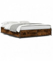 vidaXL Bed Frame Smoked Oak 150x200 cm King Size Engineered Wood and Metal
