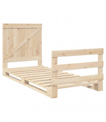 vidaXL Bed Frame with Headboard 90x200 cm Solid Wood Pine