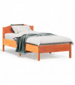 vidaXL Bed Frame with Headboard Wax Brown 75x190 cm Small Single Solid Wood Pine