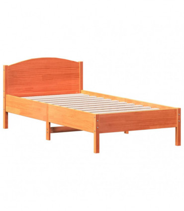 vidaXL Bed Frame with Headboard Wax Brown 75x190 cm Small Single Solid Wood Pine