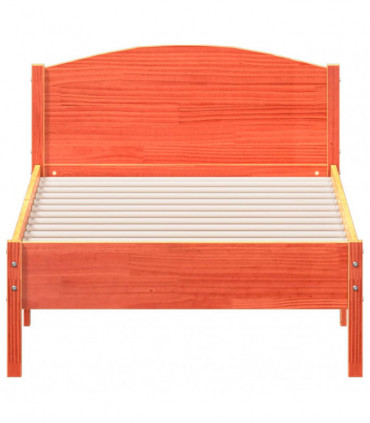 vidaXL Bed Frame with Headboard Wax Brown 75x190 cm Small Single Solid Wood Pine