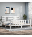 vidaXL Bed Frame with Headboard White 200x200 cm Solid Wood